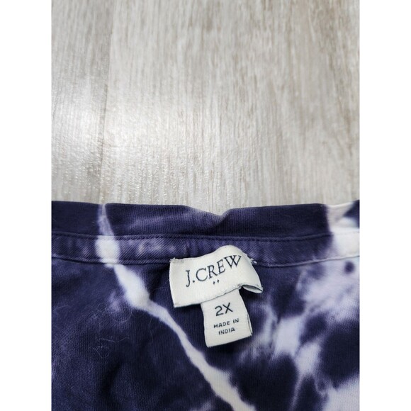 J.Crew Tank Top Womens Plus 2X Blue White Tie Dye V Neck Sleeveless Cotton EUC - Picture 3 of 7